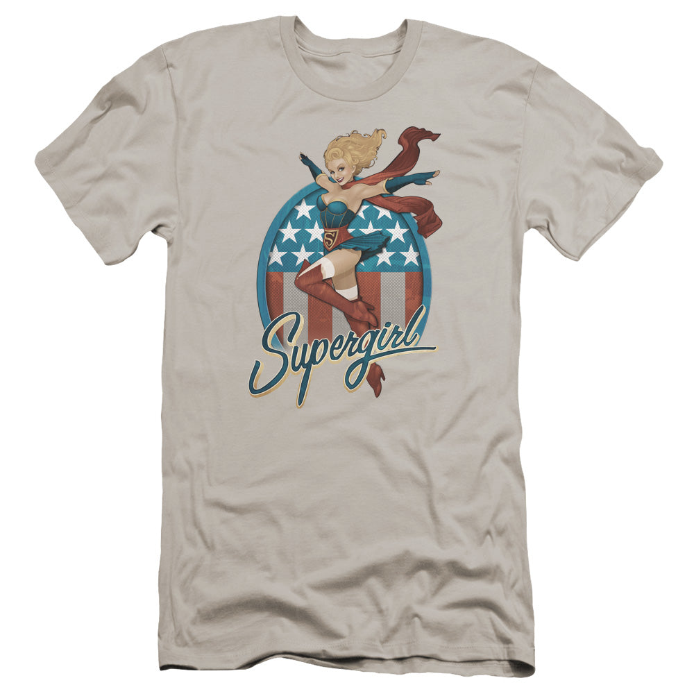 Jla/supergirl Bombshell-premuim Canvas Adult Slim Fit 30/1-silver