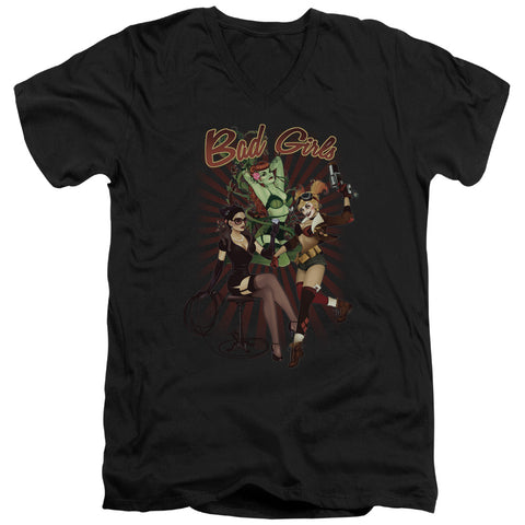 Jla/bad Girls-s/s Adult V-neck 30/1-black
