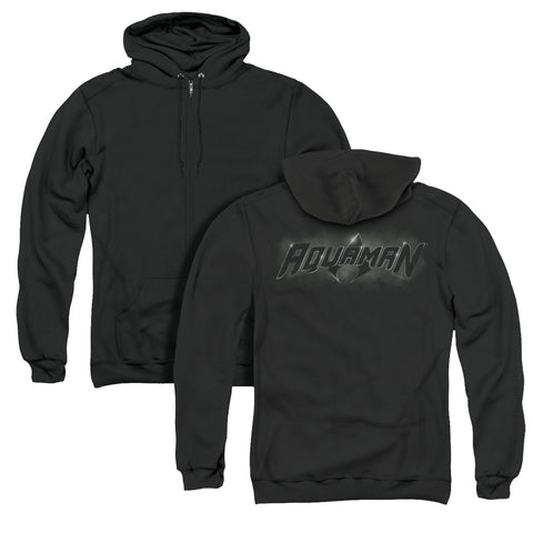 Jla/aquaman Title (back Print) - Adult Zipper Hoodie-black
