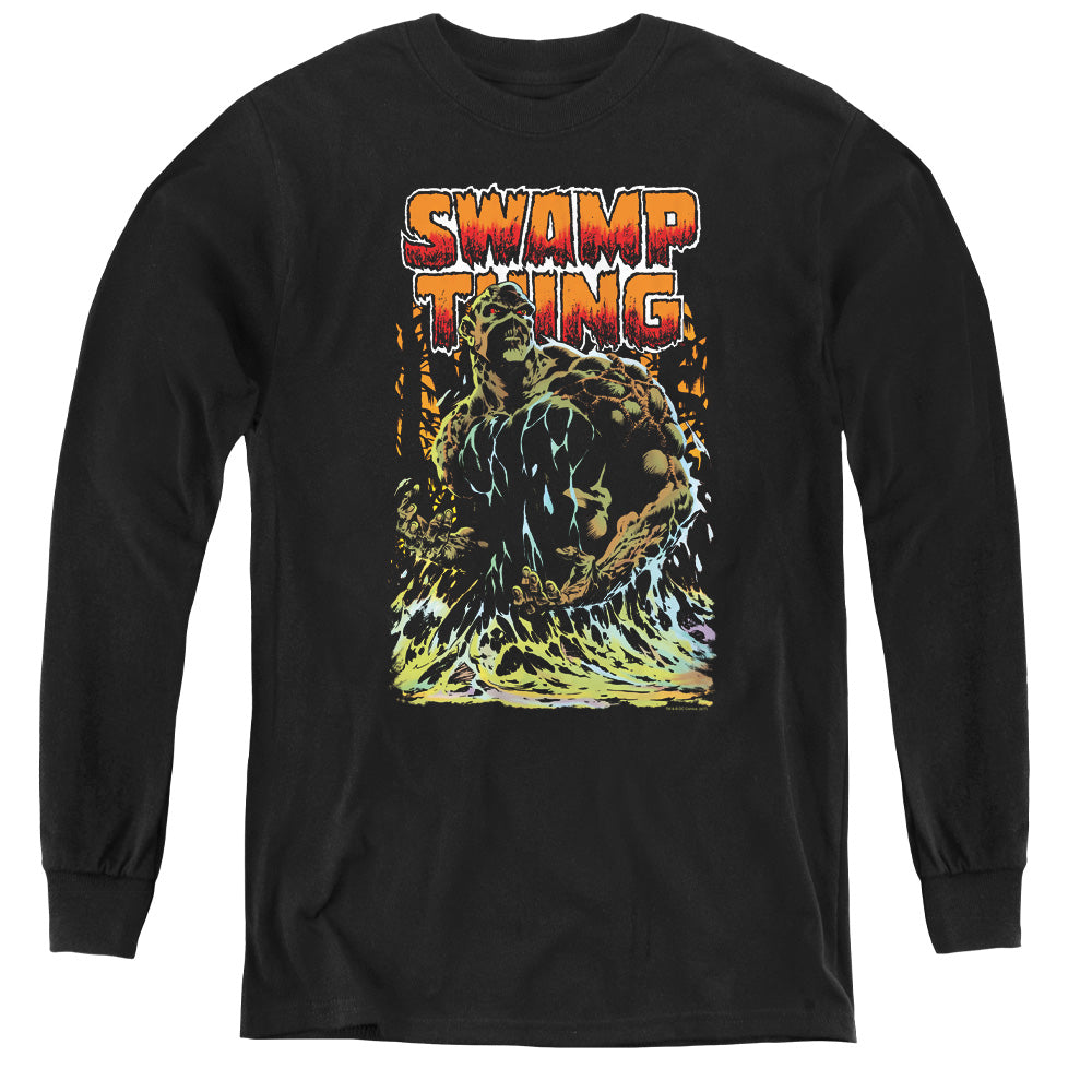 Jla/swamp Thing-youth Long Sleeve Tee-black