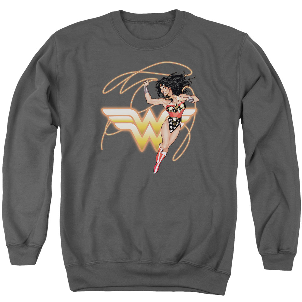 Jla/glowing Lasso-adult Crewneck Sweatshirt-charcoal