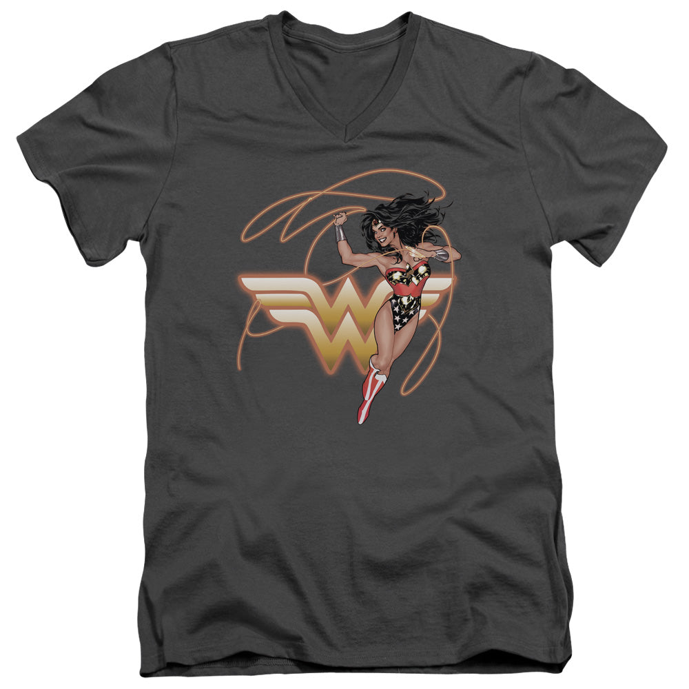 Jla/glowing Lasso-s/s Adult V-neck 30/1-charcoal