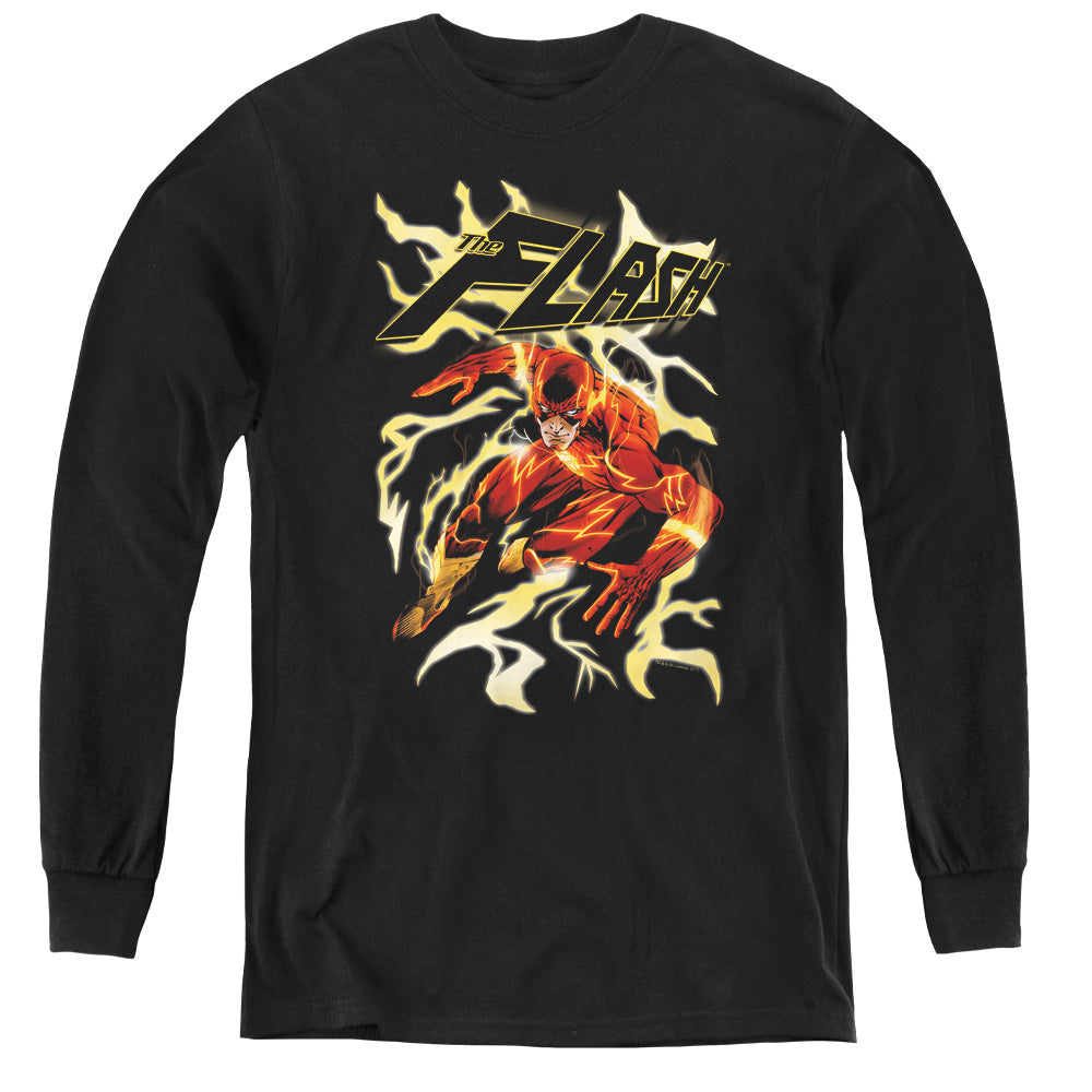 Jla/electric Run-youth Long Sleeve Tee-black