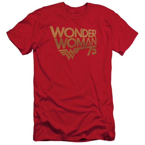 Wonder Woman/wonder Woman 75th Anniversary Gold Logo-hbo S/s Adult 30/1-red