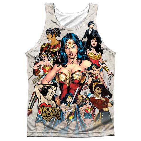Wonder Woman/75th Collage-adult Poly Tank Top-white