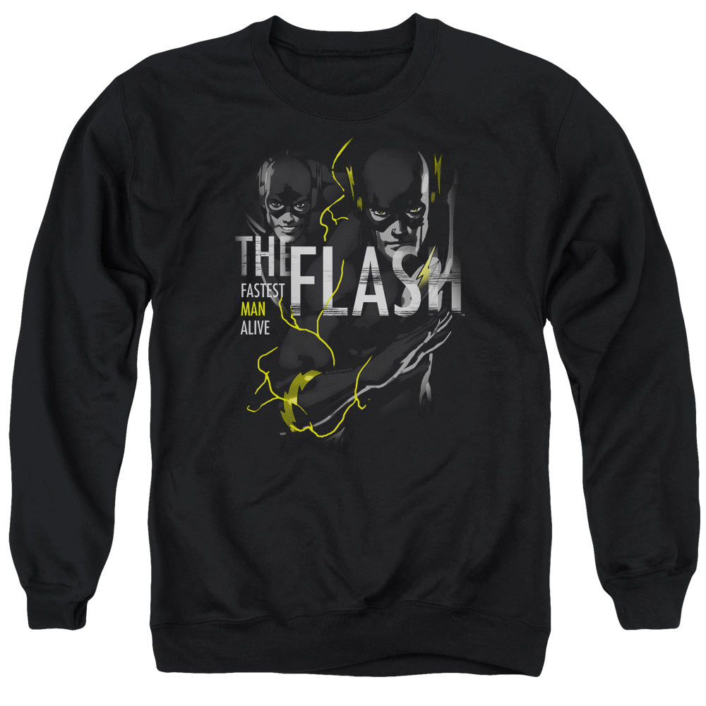 Dc Flash/bold Flash-adult Crewneck Sweatshirt-black