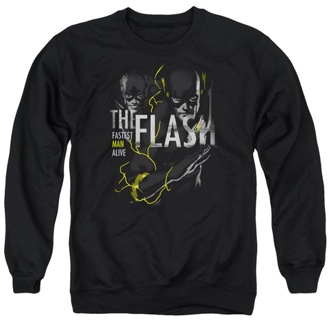 Dc Flash/bold Flash-adult Crewneck Sweatshirt-black