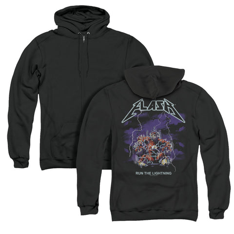 Dc Flash/run The Lightning (back Print) - Adult Zipper Hoodie-black