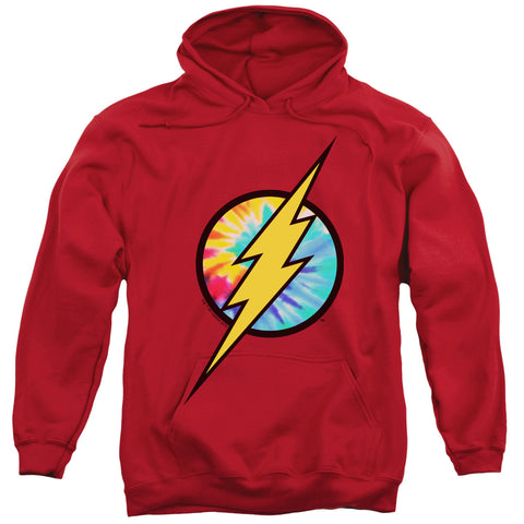 Dc Flash/tie Dye Flash Logo-adult Pull-over Hoodie-red