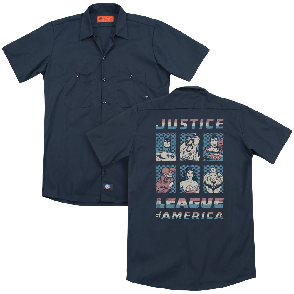 Jla/american League (back Print) - Adult Work Shirt - Navy