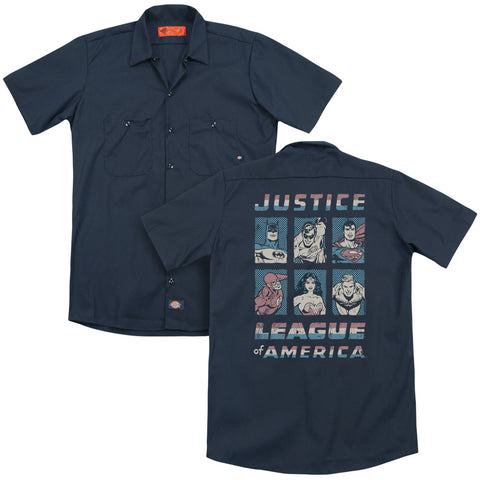Jla/american League (back Print) - Adult Work Shirt - Navy