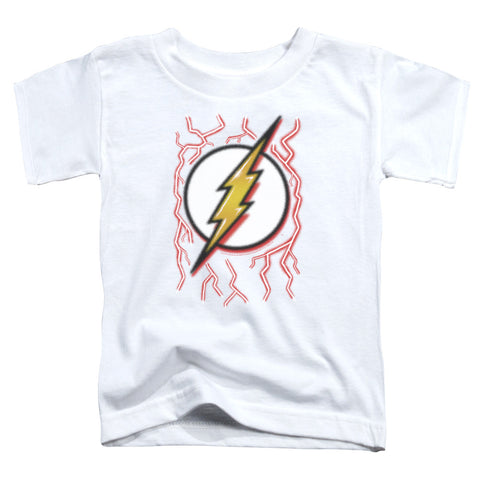 Dc Flash/airbrush Bolt-s/s Toddler Tee-white