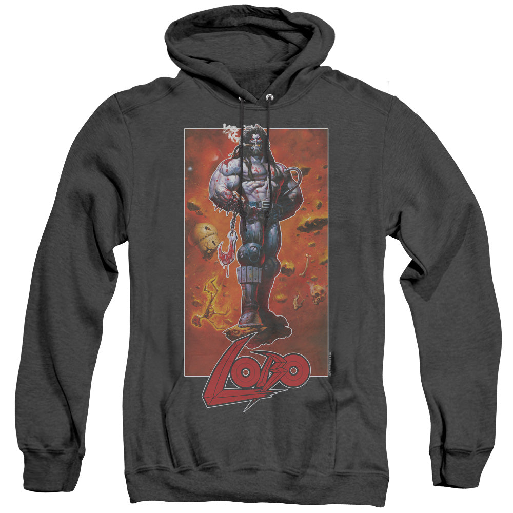 Jla/lobo Pose-adult Heather Hoodie-black