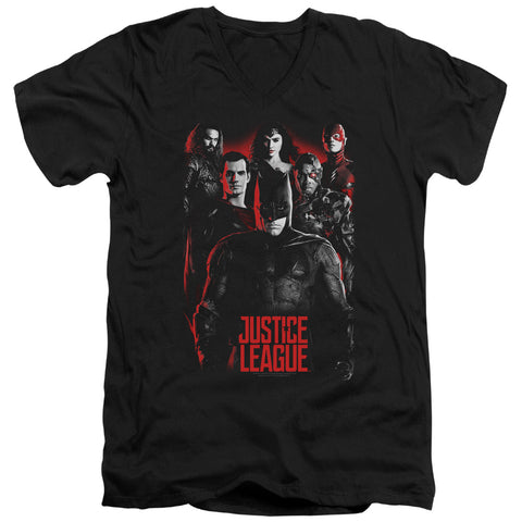 Justice League Movie/the League-s/s Adult V-neck 30/1-black