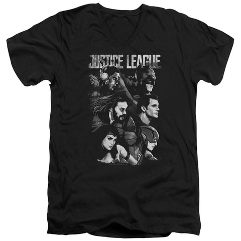 Justice League Movie/pushing Forward-s/s Adult V-neck 30/1-black