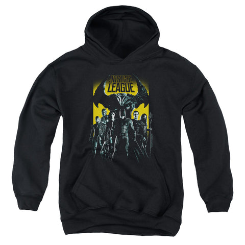 Justice League Movie/stand Up To Evil-youth Pull-over Hoodie-black