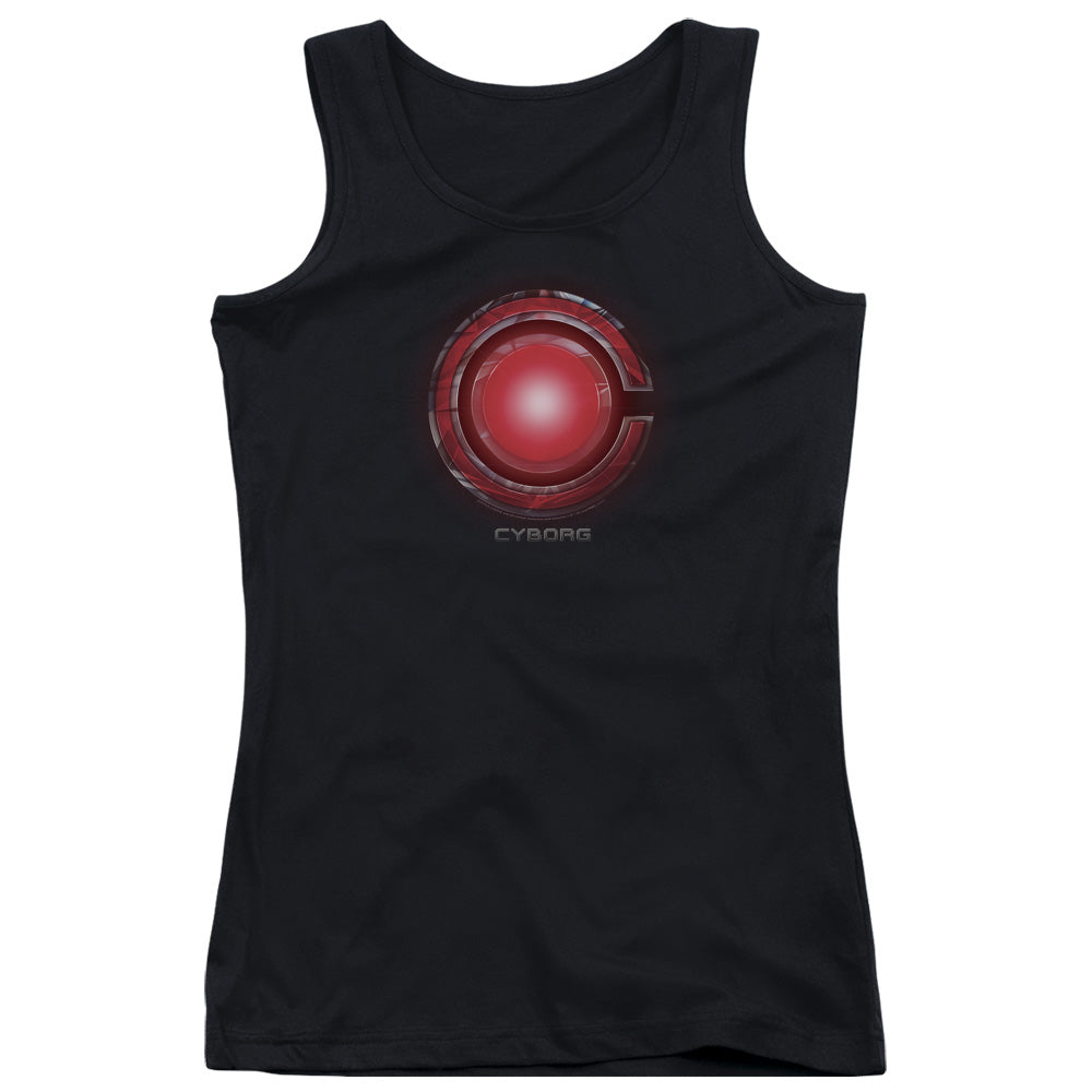 Justice League Movie/cyborg Logo-juniors Tank Top  -black