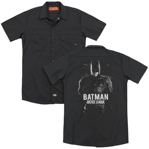 Justice League Movie/batman (back Print) - Adult Work Shirt - Black