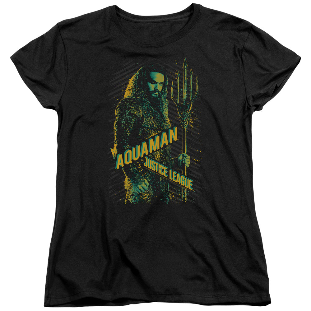 Justice League Movie/aquaman-s/s Womens Tee-black