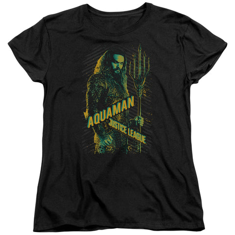 Justice League Movie/aquaman-s/s Womens Tee-black