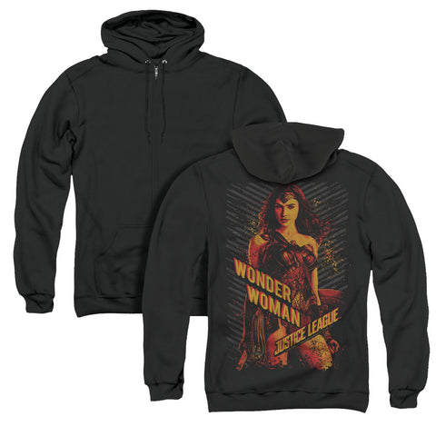 Justice League Movie/wonder Woman (back Print) - Adult Zipper Hoodie-black