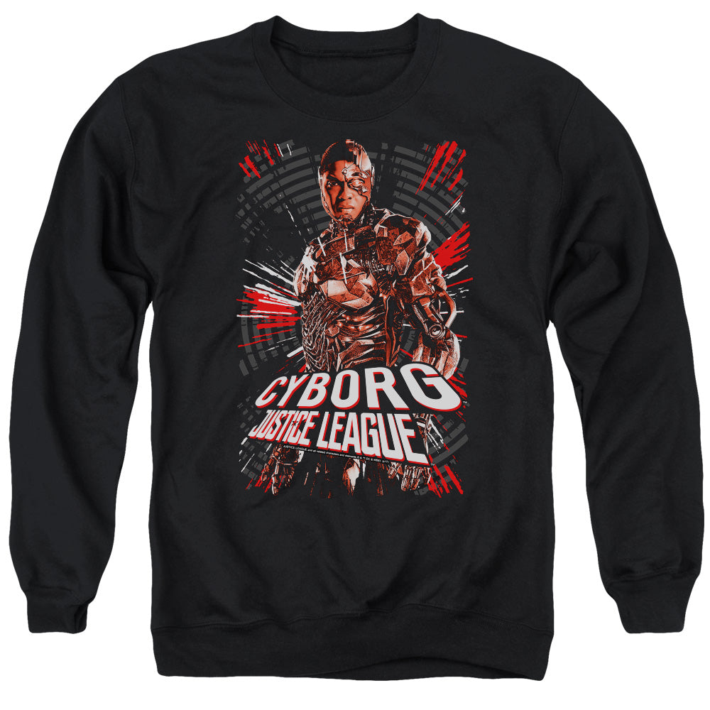 Justice League Movie/cyborg-adult Crewneck Sweatshirt-black