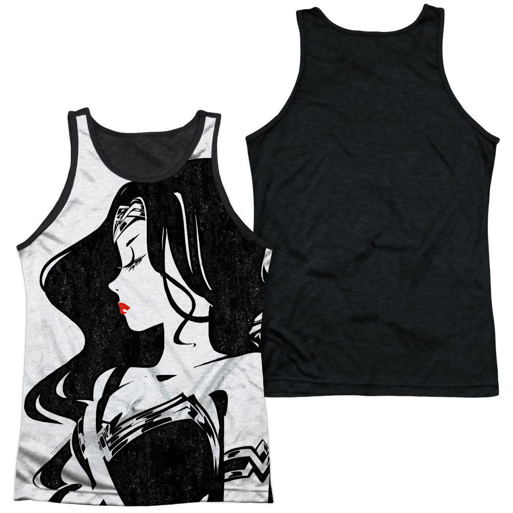 Justice League Movie/ww Profile-adult Poly Tank Top Black Back-white
