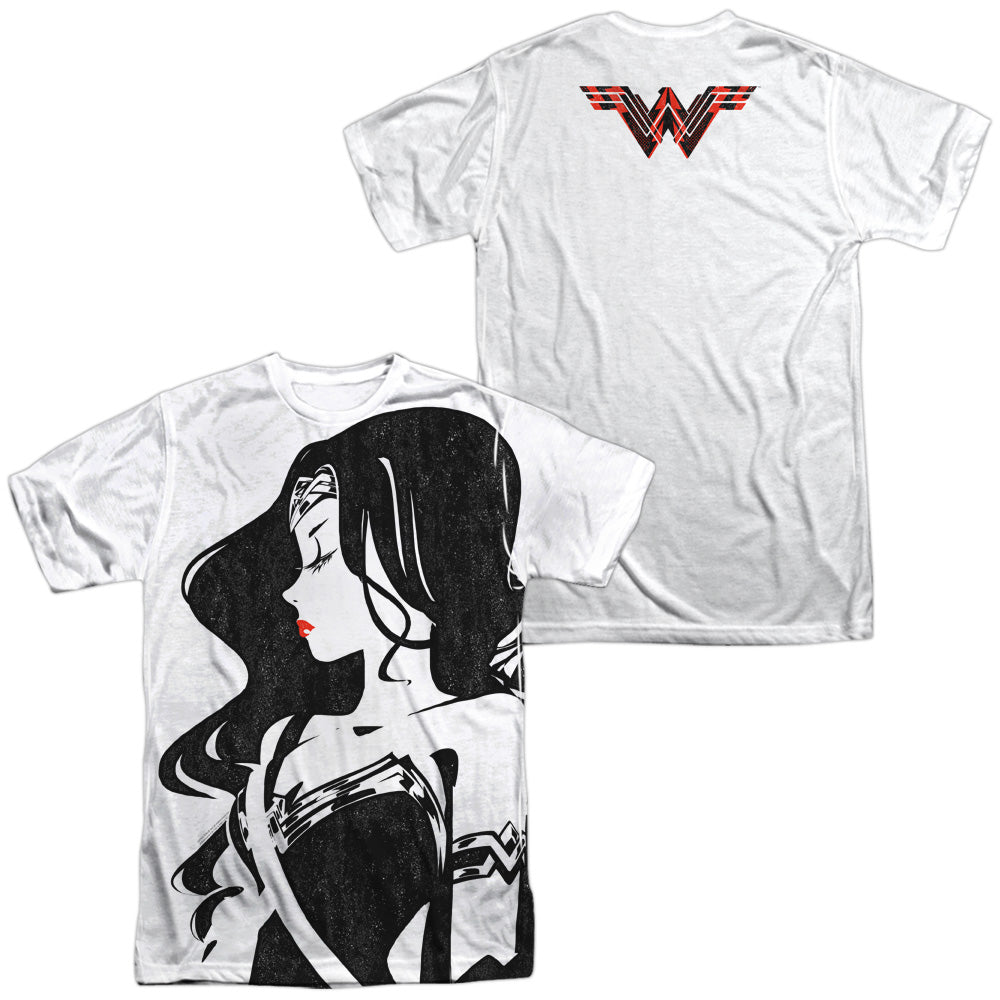 Justice League Movie/ww Profile (front/back Print)-s/s Adult Poly Crew-white