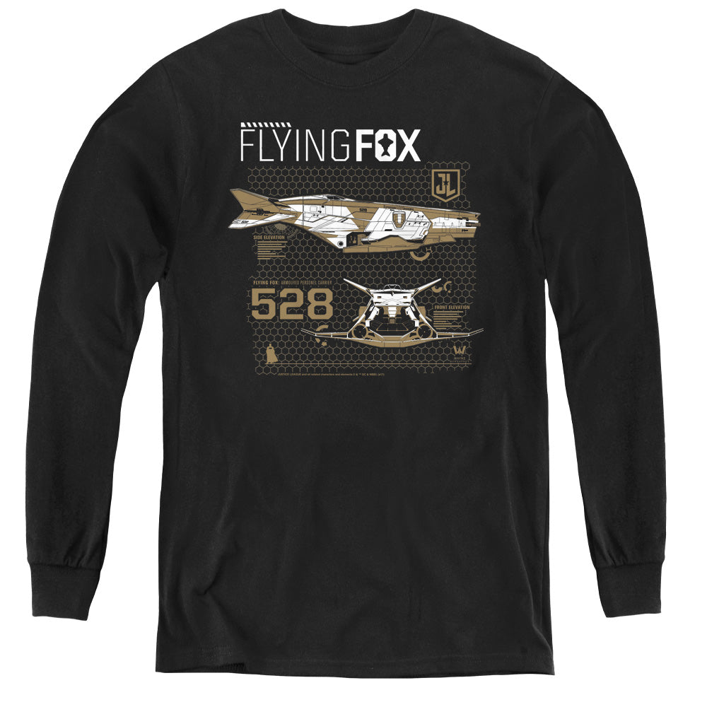 Justice League Movie/flying Fox-youth Long Sleeve Tee-black