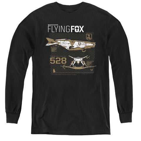 Justice League Movie/flying Fox-youth Long Sleeve Tee-black