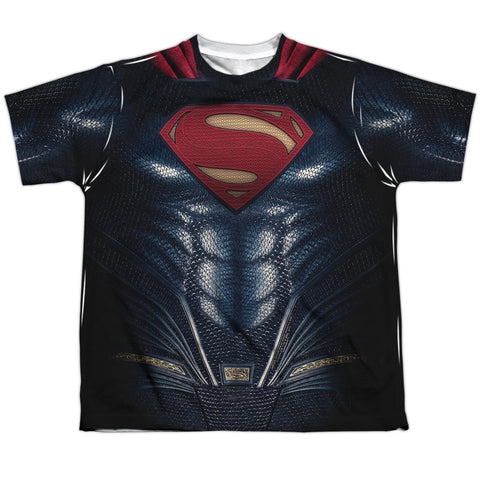 Justice League Movie/superman Uniform-s/s Youth Poly Crew-white