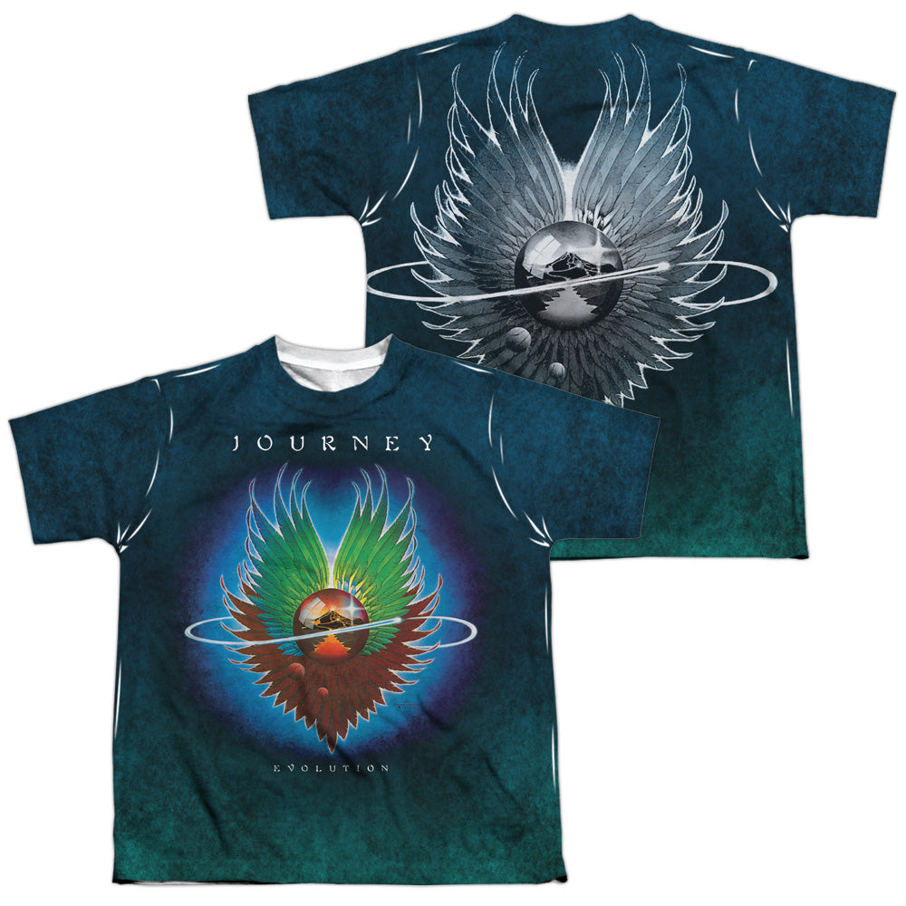 Journey/evolution Sub (front/back Print)-s/s Youth Poly Crew-white