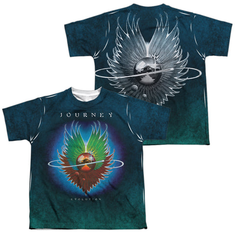 Journey/evolution Sub (front/back Print)-s/s Youth Poly Crew-white