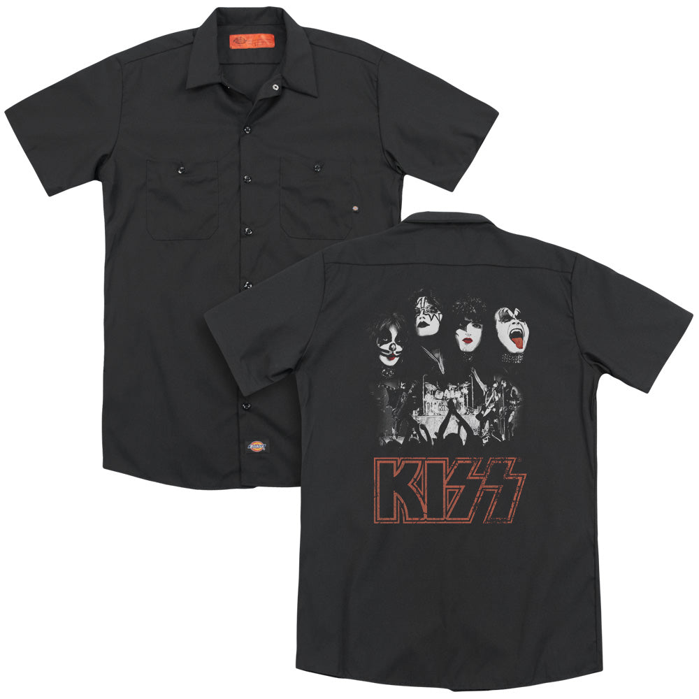 Kiss/rock The House(back Print) - Adult Work Shirt - Black