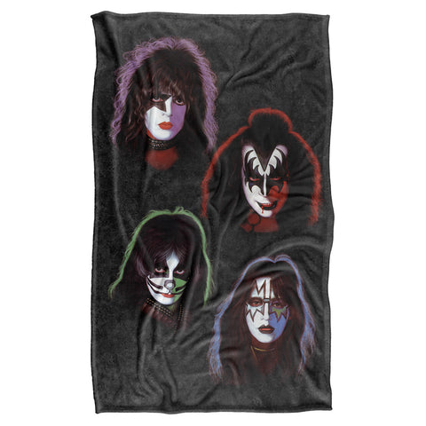 Kiss/solo Heads-silky Touch Blanket-white