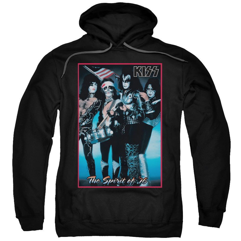 Kiss/spirit Of 76-adult Pull-over Hoodie-black