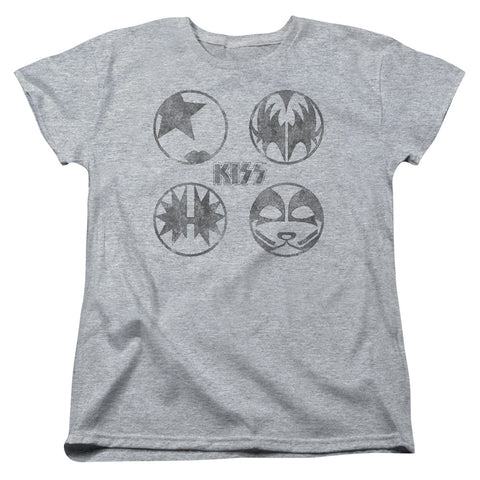 Kiss/paint Circles-s/s Womens Tee-athletic Heather