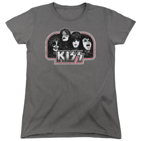 Kiss/throwback-s/s Womens Tee-charcoal