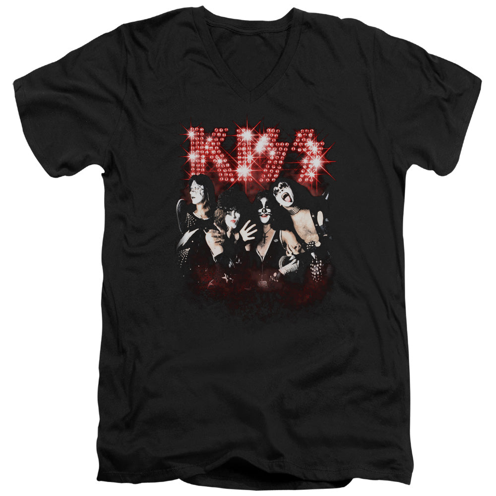Kiss/smoke And Mirrors-s/s Adult V-neck 30/1-black