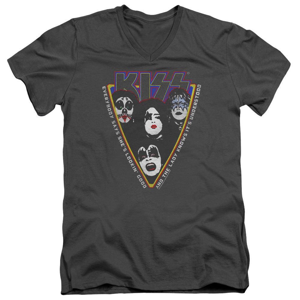 Kiss/strutter-s/s Adult V-neck 30/1-charcoal