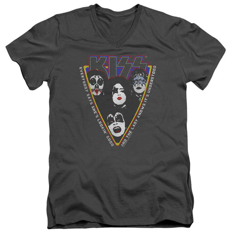 Kiss/strutter-s/s Adult V-neck 30/1-charcoal