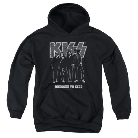 Kiss/dressed To Kill-youth Pull-over Hoodie-black