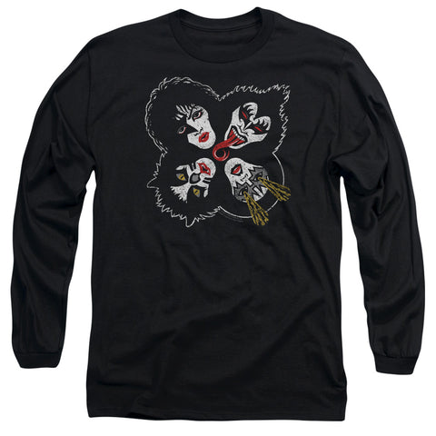 Kiss/rock And Roll Heads-l/s Adult 18/1-black