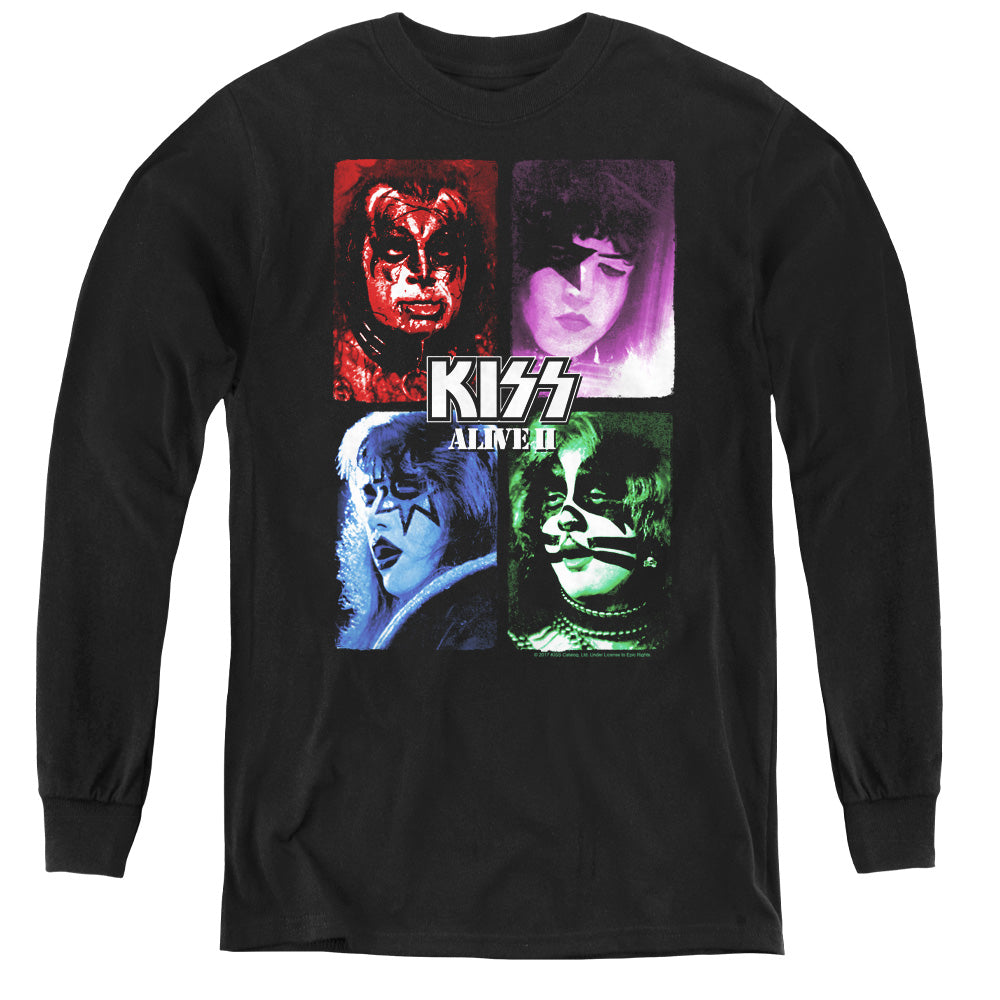 Kiss/alive Ii Cover-youth Long Sleeve Tee-black