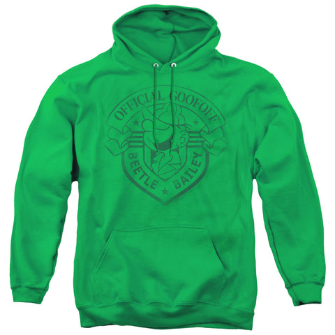 Beetle Bailey/official Badge-adult Pull-over Hoodie-kelly Green