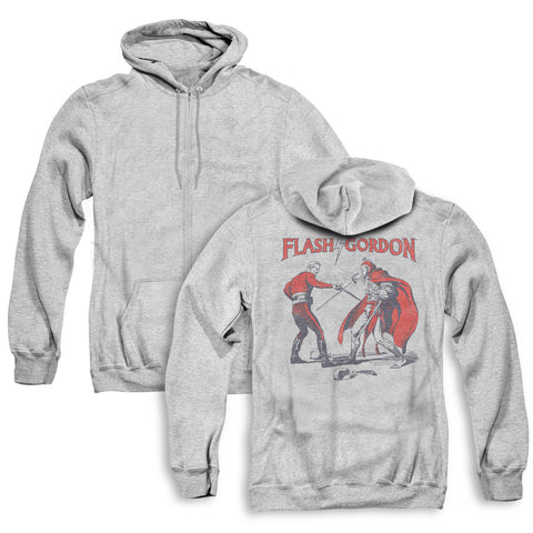 Flash Gordon/duel (back Print) - Adult Zipper Hoodie-athletic Heather
