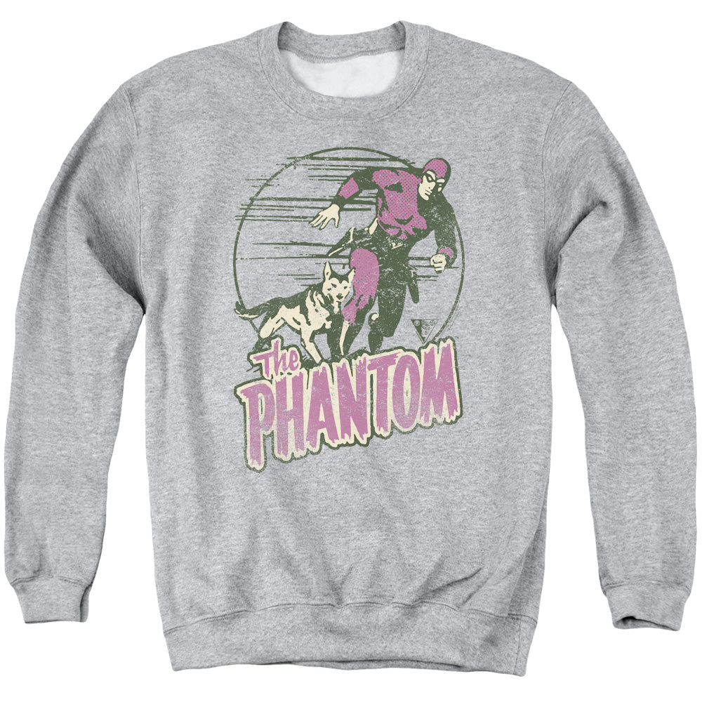Phantom/phantom And Dog-adult Crewneck Sweatshirt-athletic Heather