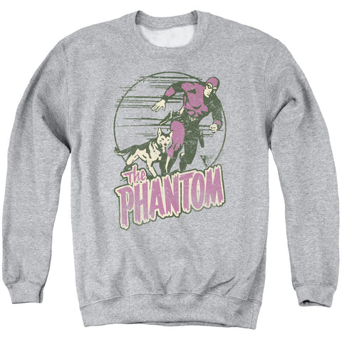 Phantom/phantom And Dog-adult Crewneck Sweatshirt-athletic Heather