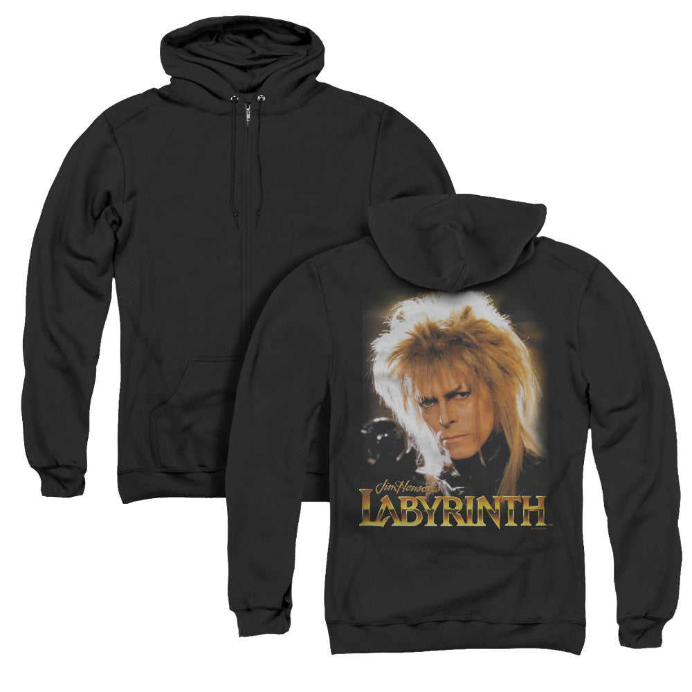 Labyrinth/jareth (back Print) - Adult Zipper Hoodie - Black