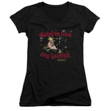 Juniors Sheer Cap Sleeve V-Neck